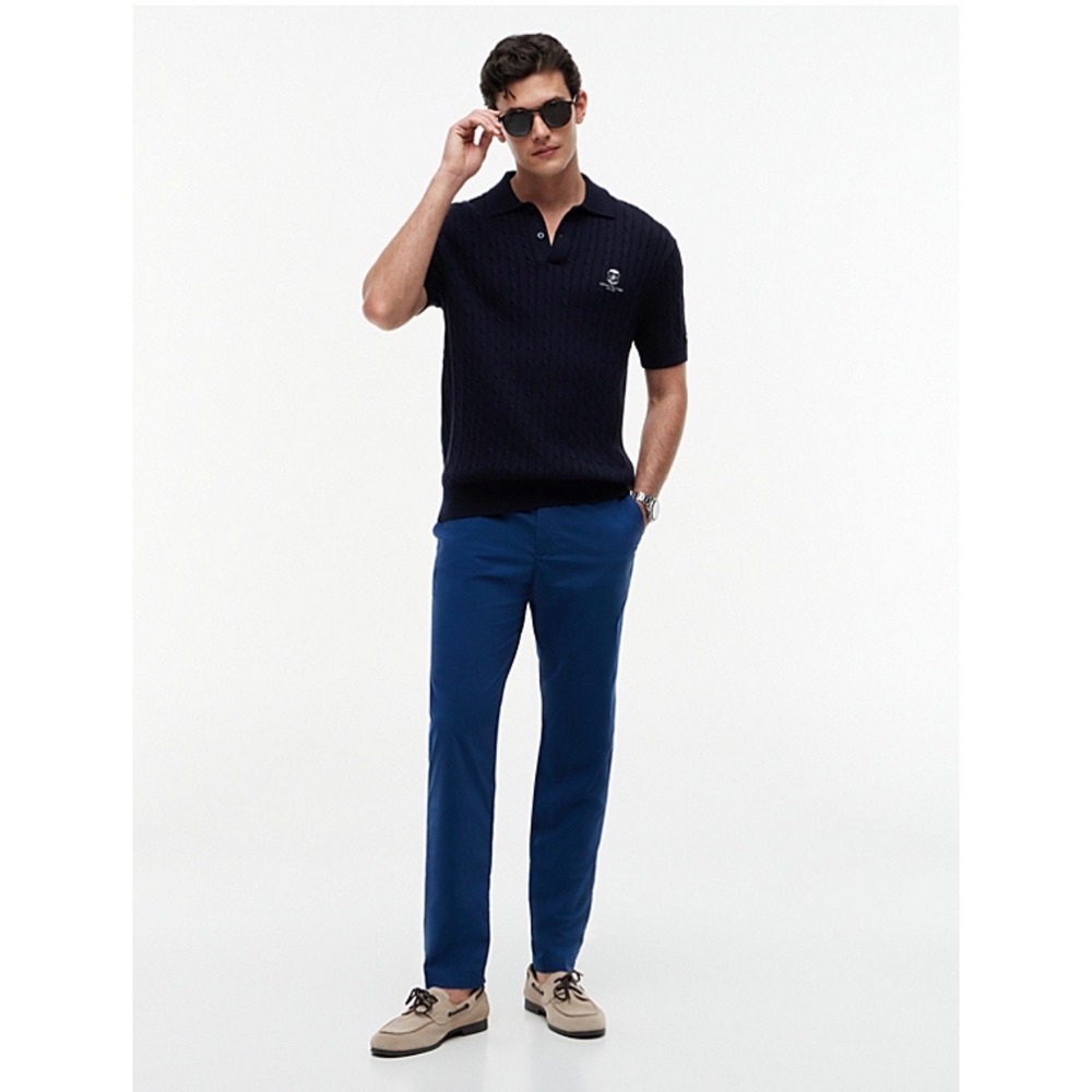 Tommy Hilfiger Stretch Dress Pants Men 36x30"‎ Navy Flat Front Straight Leg Prep